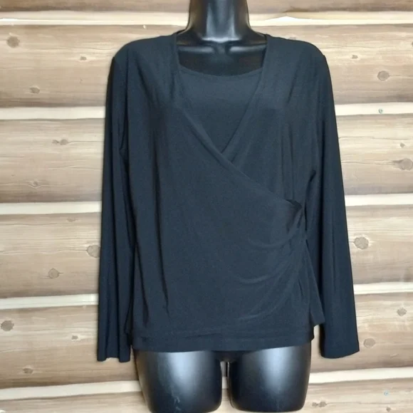 5/$20 Coldwater creek women long slevee black blouse size small - Picture 3 of 9
